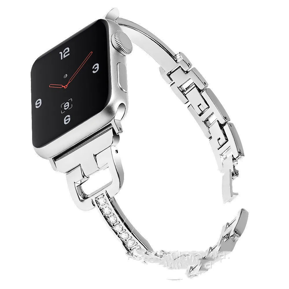 D-shaped metal diamond Apple watch strap in multiple colours for iWatch Smart Watch 12345