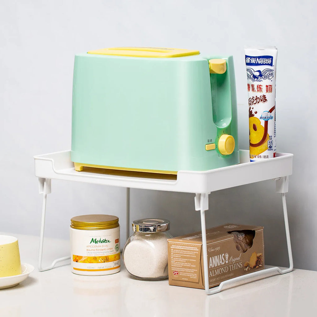 Plastic kitchen supplies storage rack in transparent or white colour