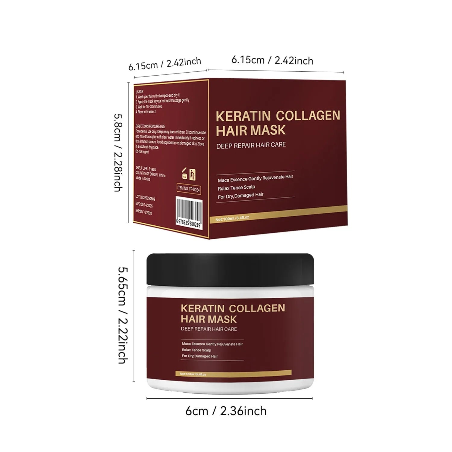 100ml collagen hair mask for moisturising and repairing damaged hair