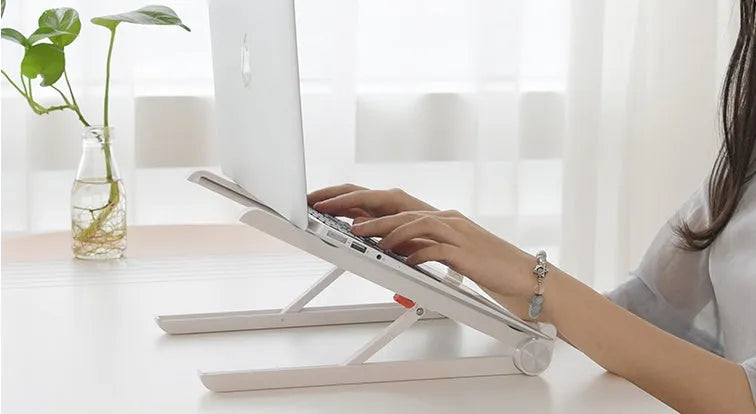 White Whale Race laptop bracket with high folding support and cushion for Apple MacBook Air and Pro