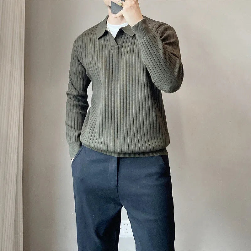 Men's rabbit fur modal knitted pullover sweater in loose fit with long sleeves