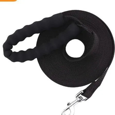Black PP pet tracking belt dog leash 2.5cm width 10M length on grass