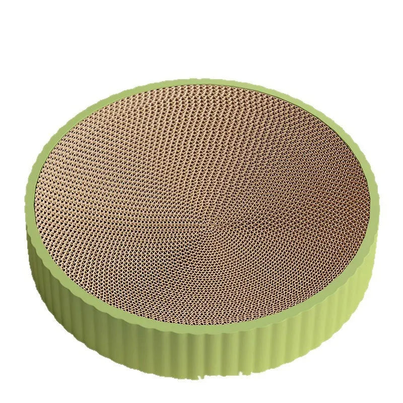 Round green cat scratching board with replaceable corrugated paper centre, 55cm diameter