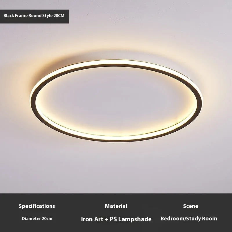Minimalist circular LED ceiling lamp in black, gold or white finish with adjustable lighting options