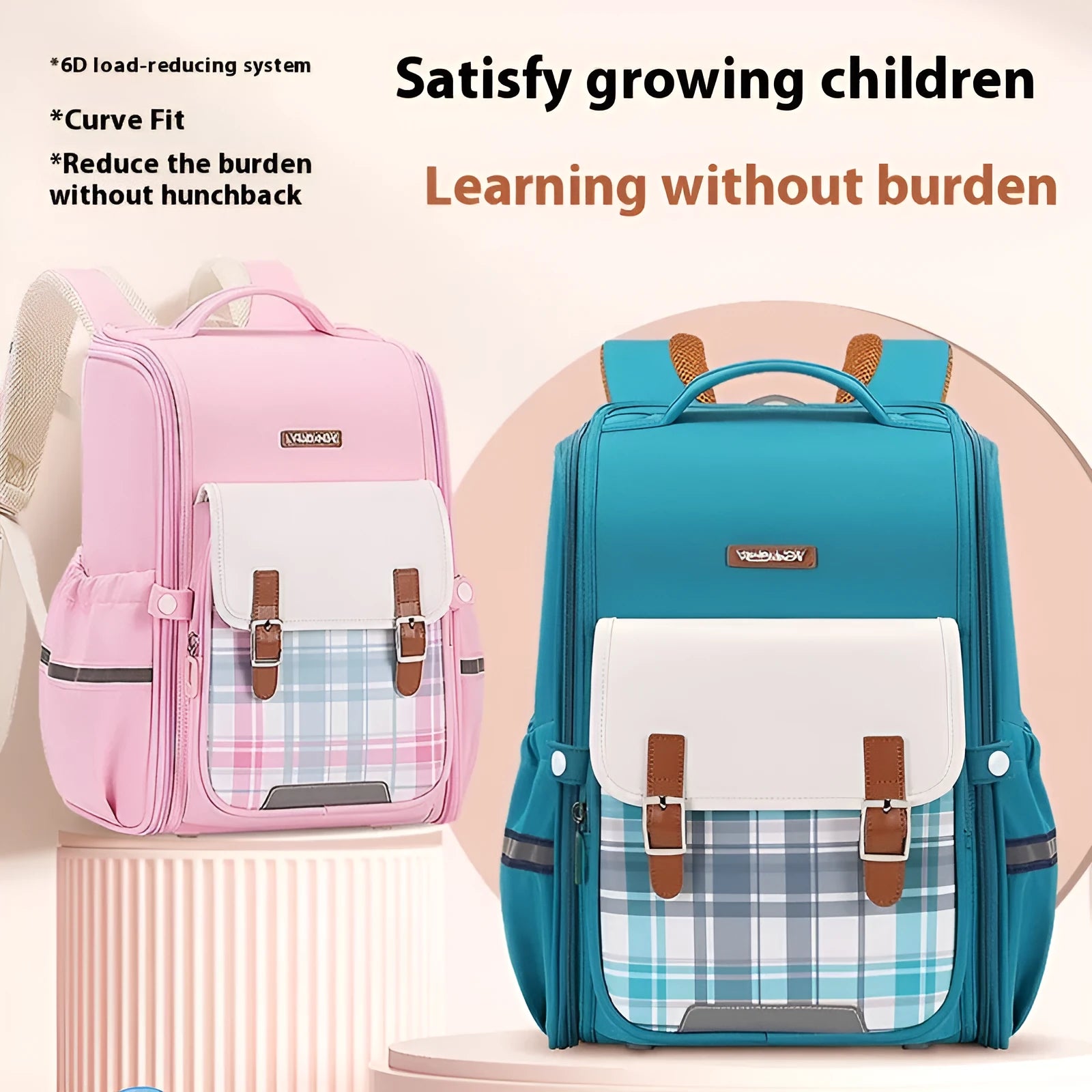 Lightweight Oxford cloth school backpack for students in grades 5-6 with large capacity