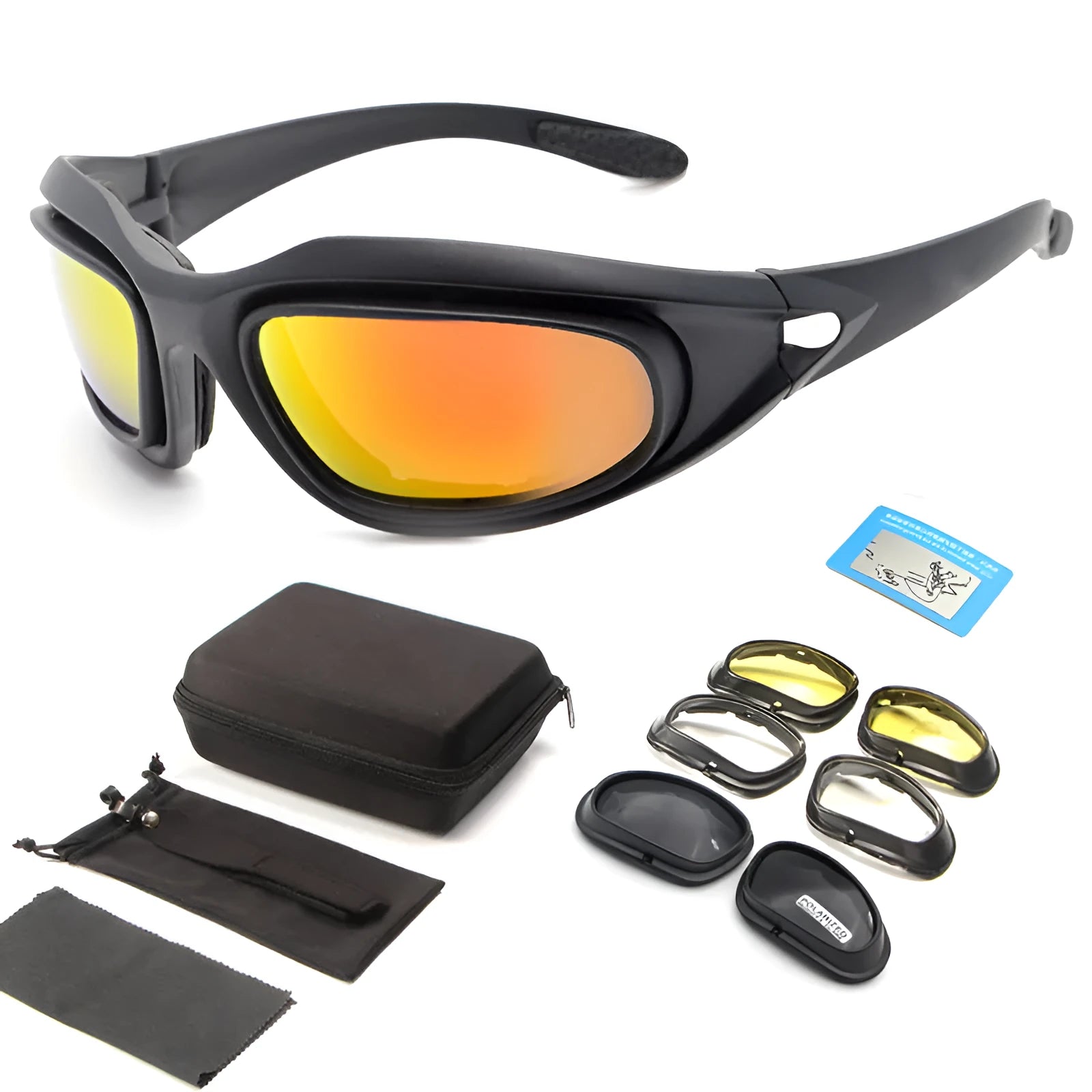 Tactical sports sunglasses with polarised lenses for outdoor cycling