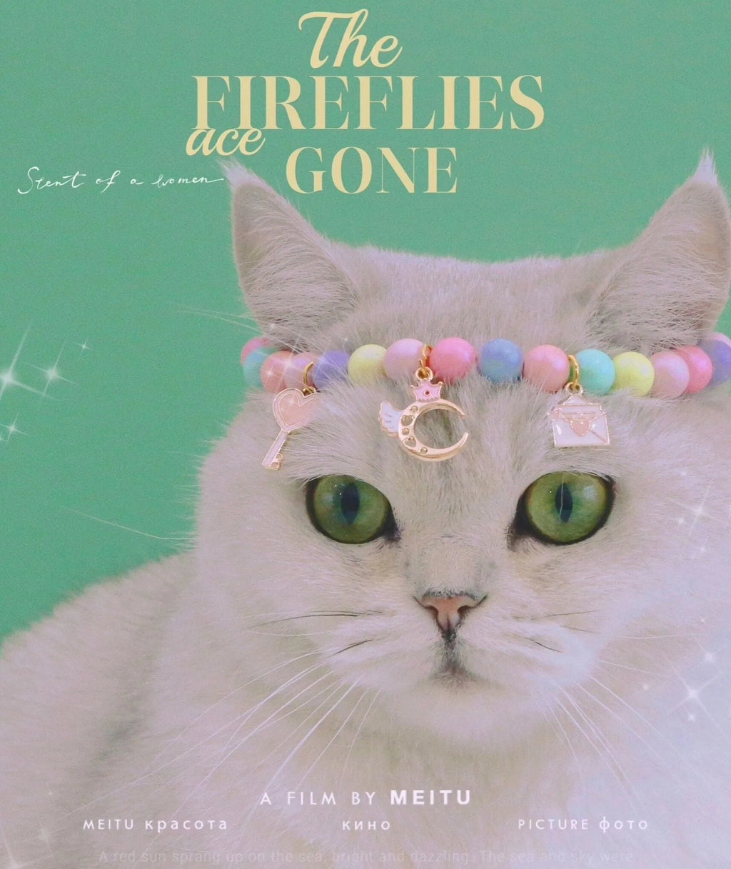 Colourful resin pet jewellery with moon and meteor motifs in macaron colours for dogs and cats