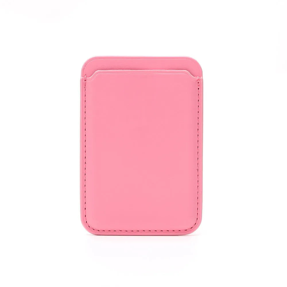 Black magnetic leather card case for iPhone with wallet function and MagSafe compatibility