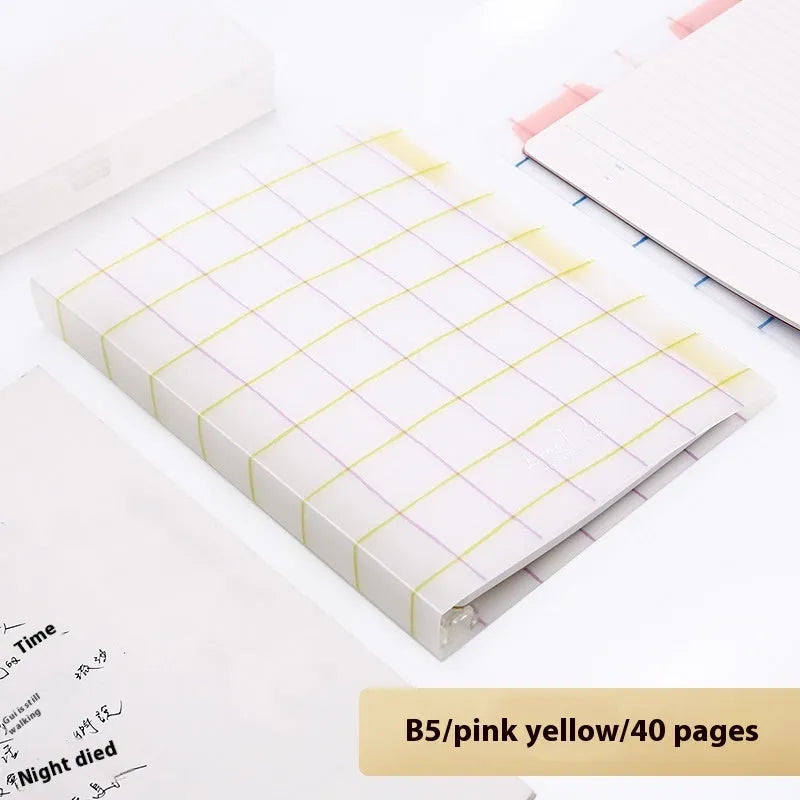 Refillable loose spiral notebook with PP cover in pastel cookie design, A5 and B5 size options shown