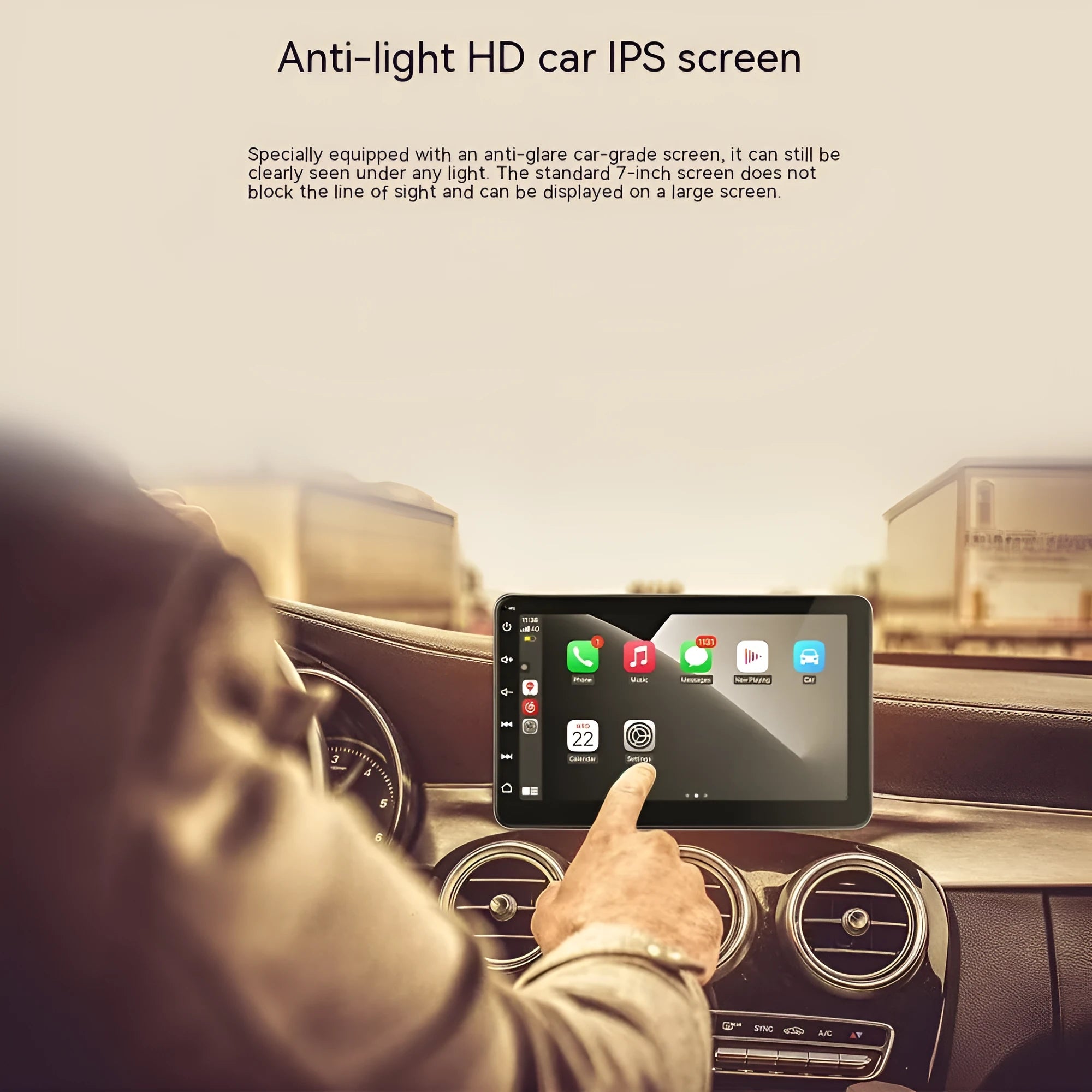 7-inch wireless Carplay Bluetooth GPS car navigator with universal suction cup mount