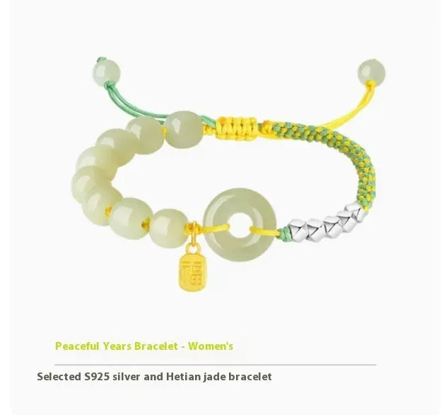 Hand-woven flexible wire couple style braid rope bracelet with metal and colour accents