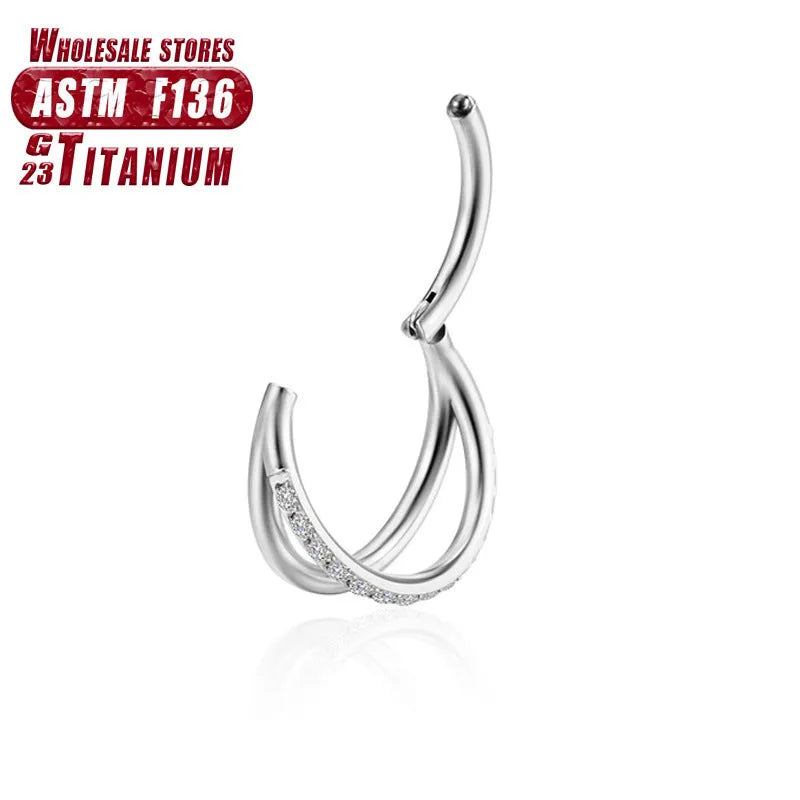 Titanium alloy nose ring body jewellery in silver, gold, black, rose gold and colourful finishes