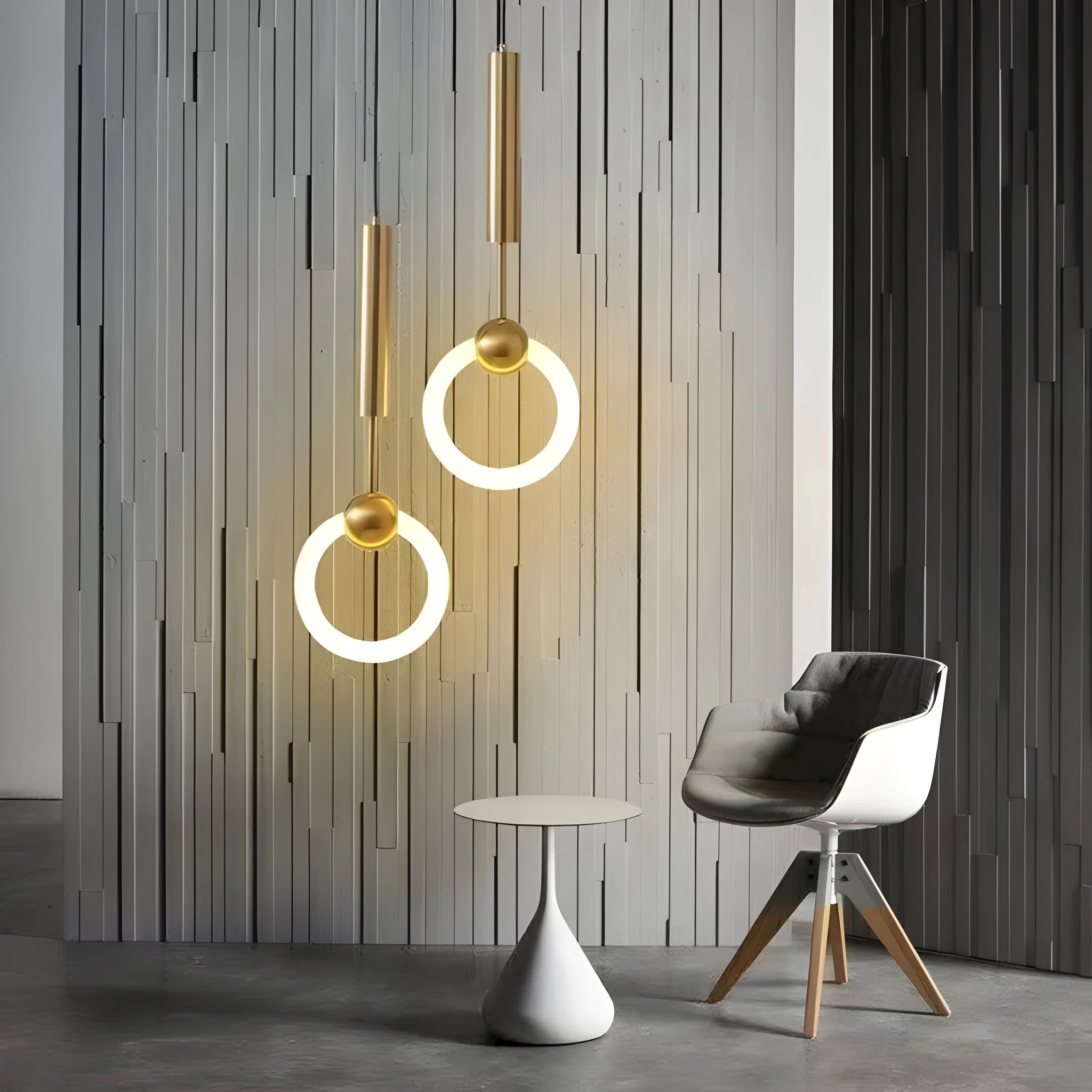 Nordic minimalist U-shaped metal bedside chandelier pendant light with three-colour dimming.