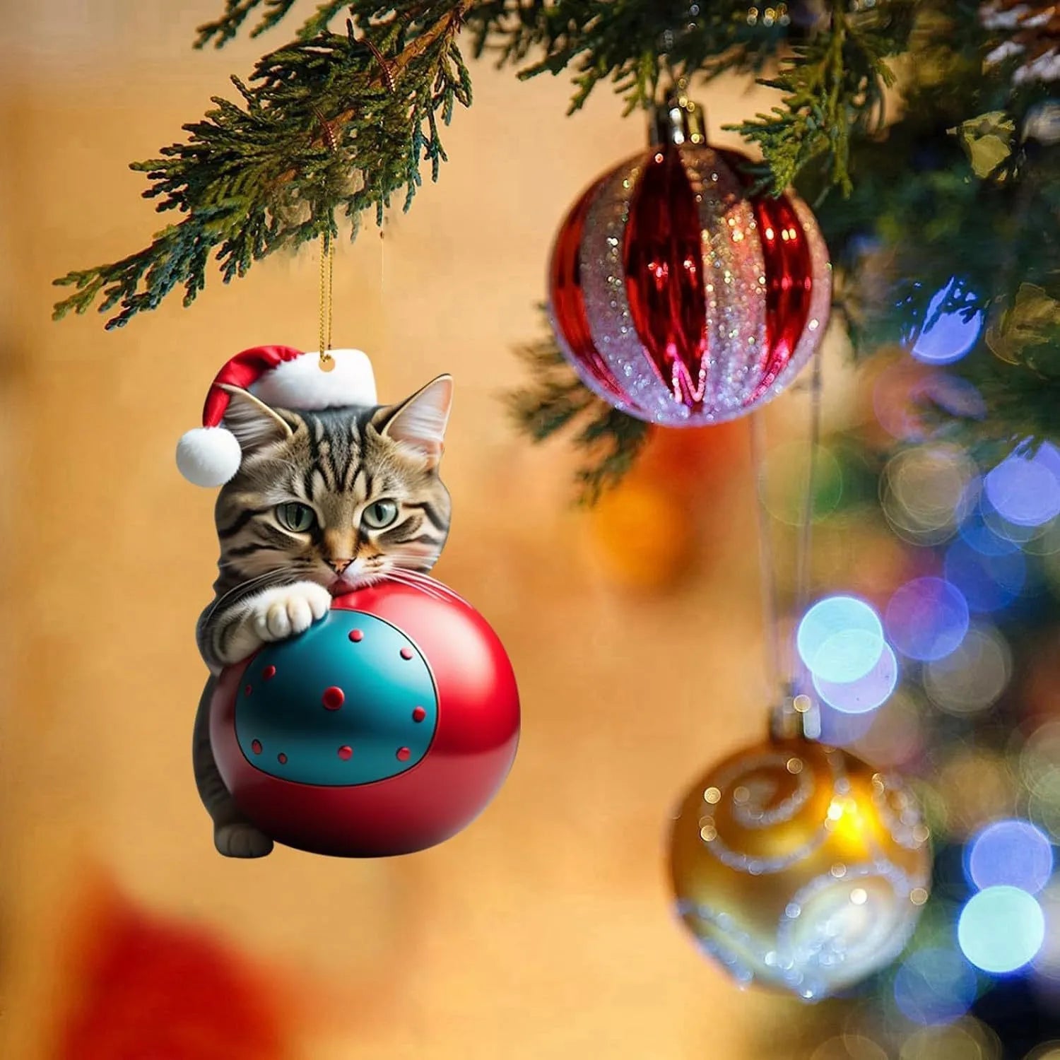 Creative kitty cartoon Christmas car hanging ornament in acrylic material
