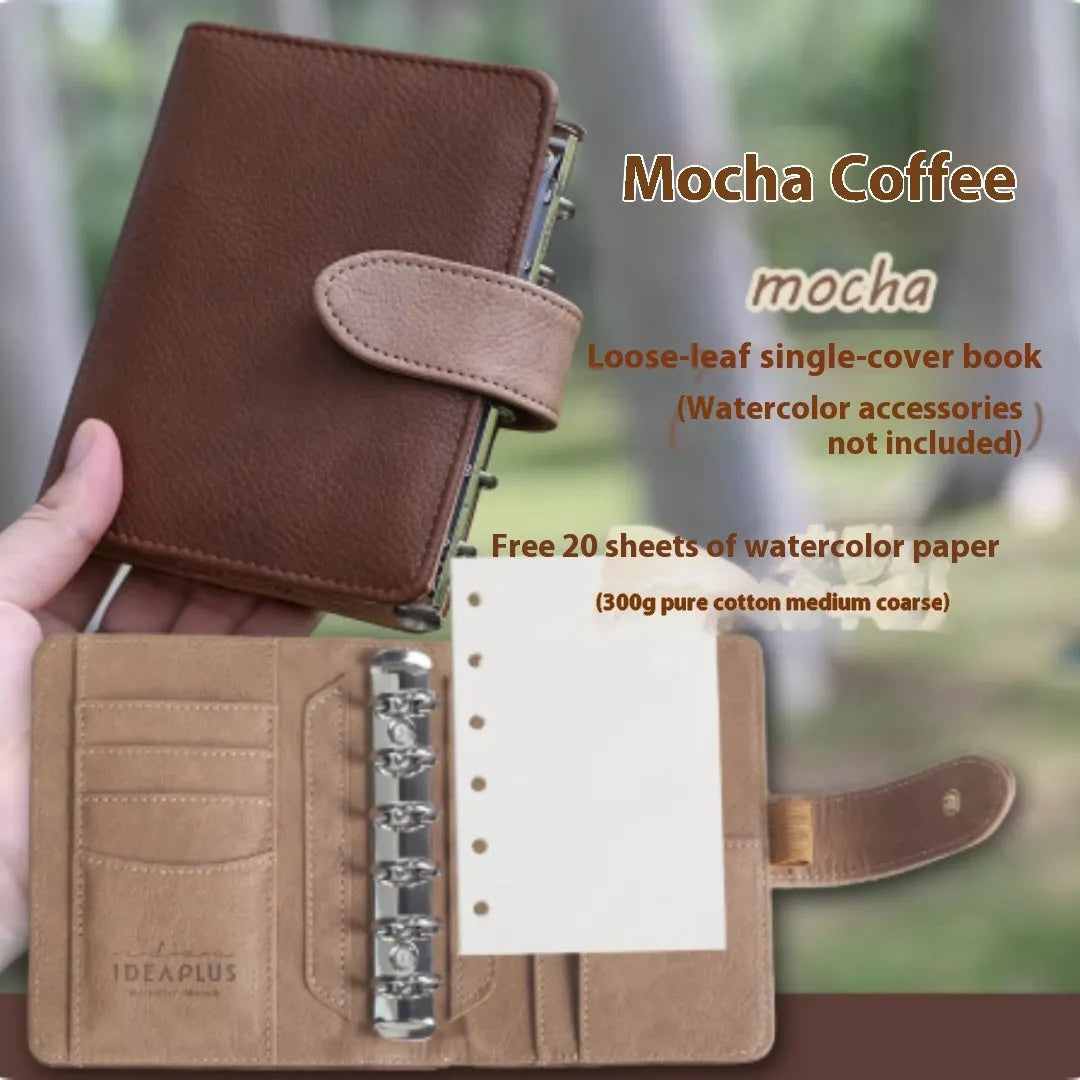 A7 format mini loose-leaf watercolour sketchbook in a choice of five colours.