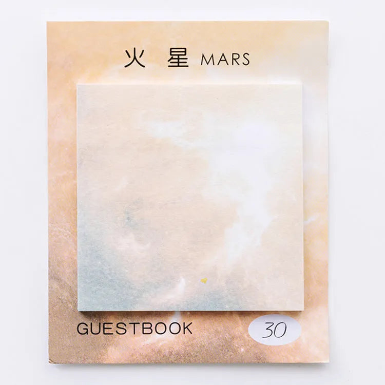 Square planet sticky notes notepad with oil painting artwork of celestial bodies