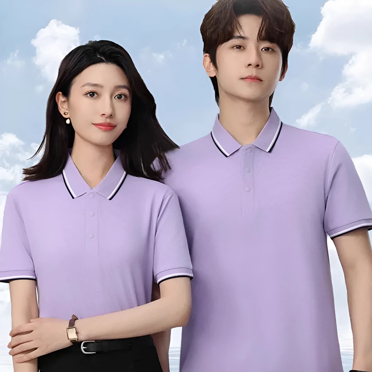 Lapel work short sleeve t-shirt in long-staple cotton, straight fit, white colour option