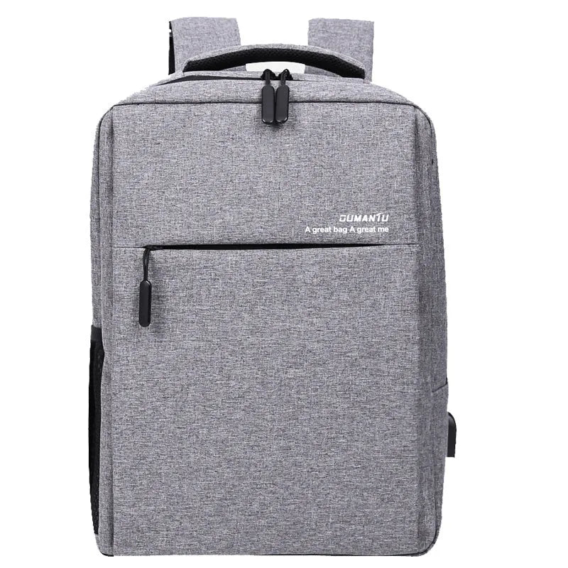 Waterproof rechargeable laptop backpack in black showing shoulders style design with Oxford cloth construction