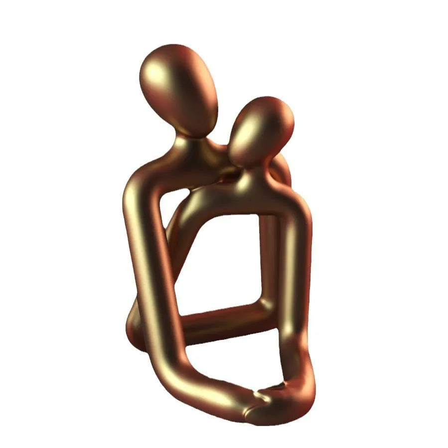 Modern loving couple resin statue in milky white or gold colour for home decoration