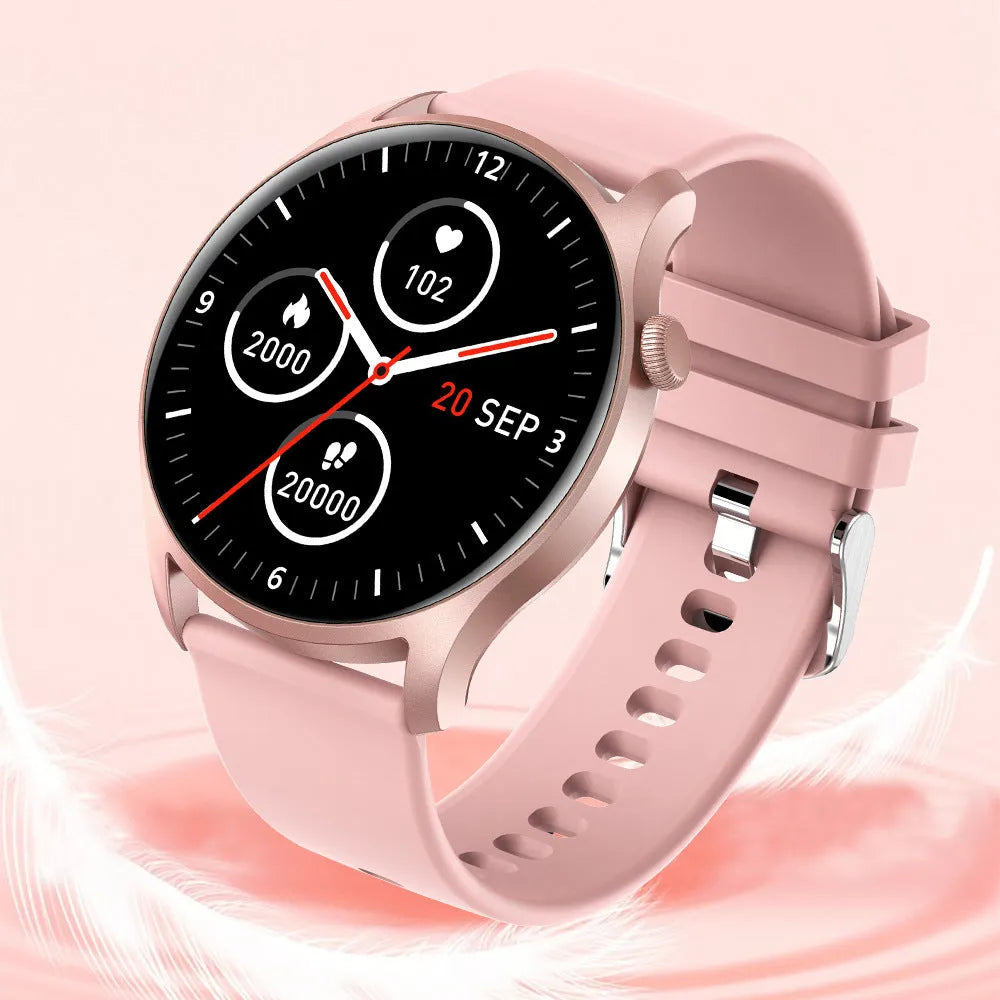 Smart watch with heart rate and blood pressure monitoring on silicone wristband