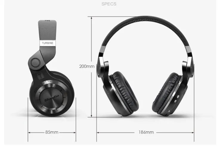 Blue String T2 Smart Edition black and white Bluetooth over-ear headset with folding design.