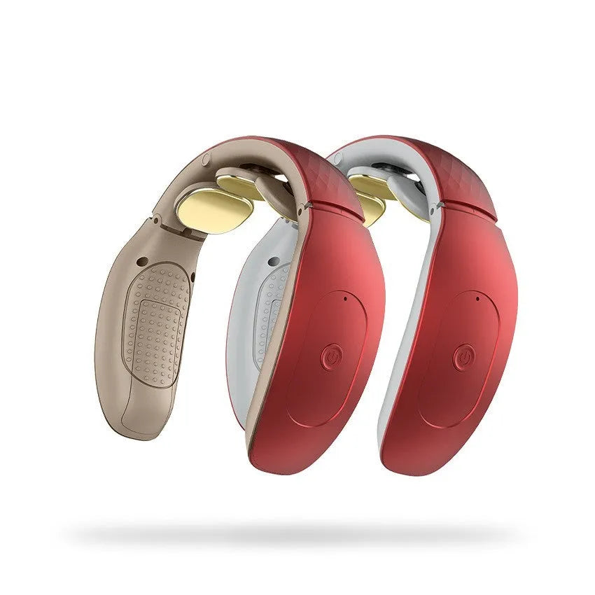 Intelligent cervical massager handheld device in red or white colour with three contact points