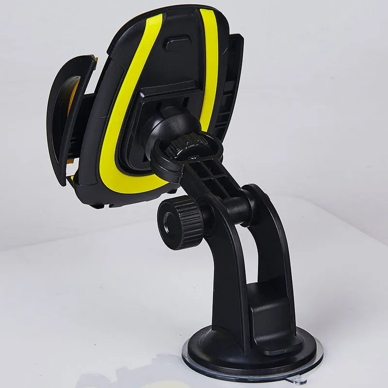 Red suction cup U-shaped mobile phone bracket with automatic lock mechanism for vehicle and table mounting