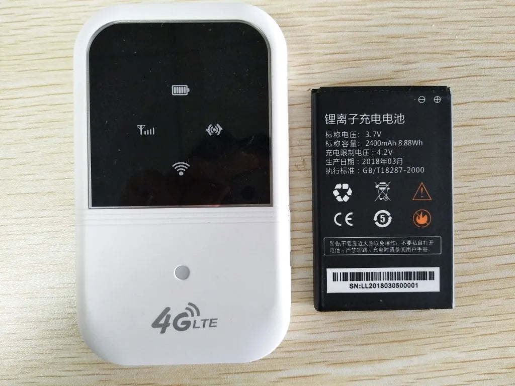White 4G wireless car router measuring 10.8 x 6.4 x 1.5 cm for TDD-LTE networks