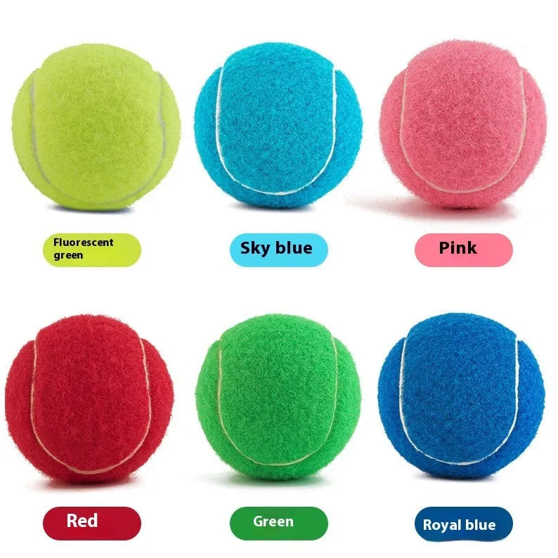 Bright coloured 6.3cm rubber dog toy tennis ball for chew-resistant fetch play