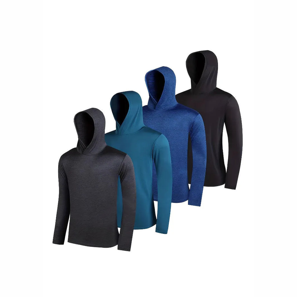 Men's lightweight hoodie 4-piece pack in elastic polyester fibre showing colour options