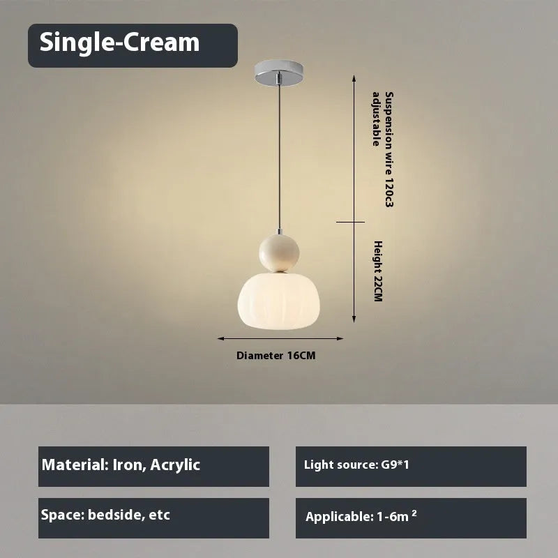 Nordic style pumpkin-shaped alloy chandelier for ceiling mounting in a bedroom or dining room.
