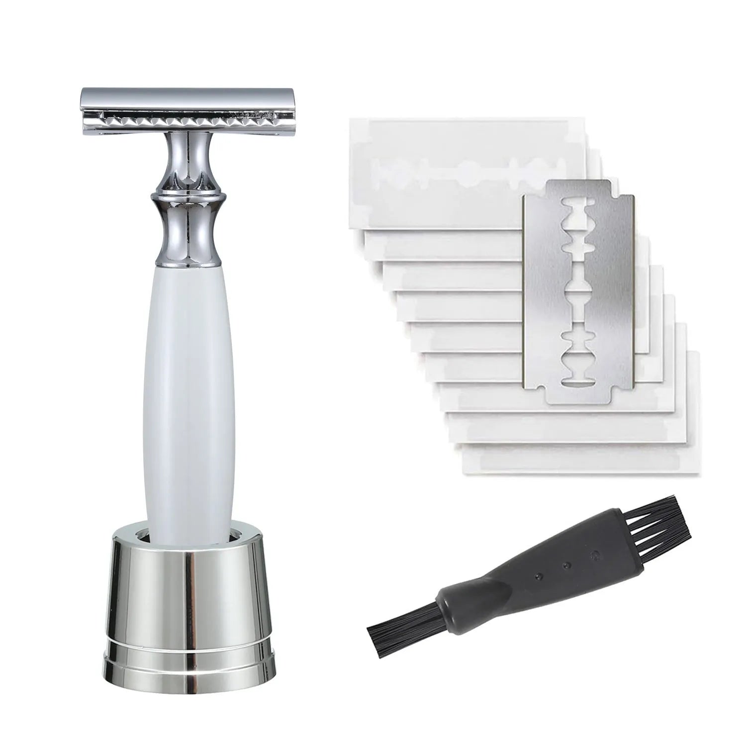 Men's copper manual shaving razor with olive wood handle and aluminium alloy construction