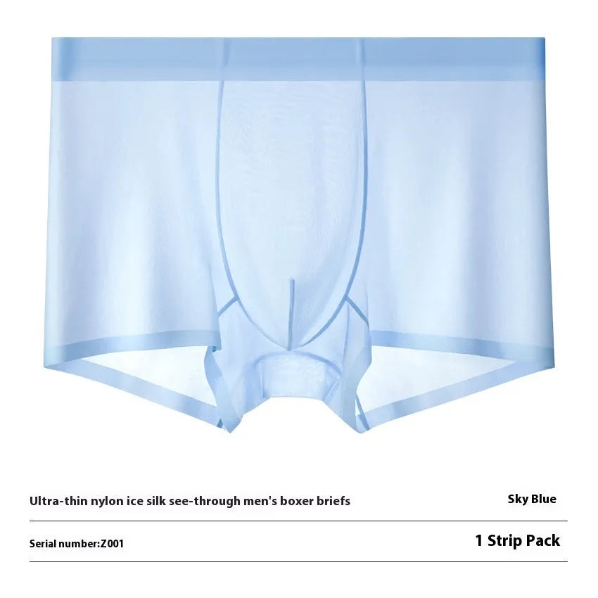 Ice Silk breathable boxer briefs in solid colours with seamless quick-drying design