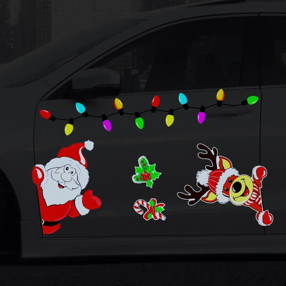 Christmas elk cartoon reflective magnetic sticker with 6 threads, medium size