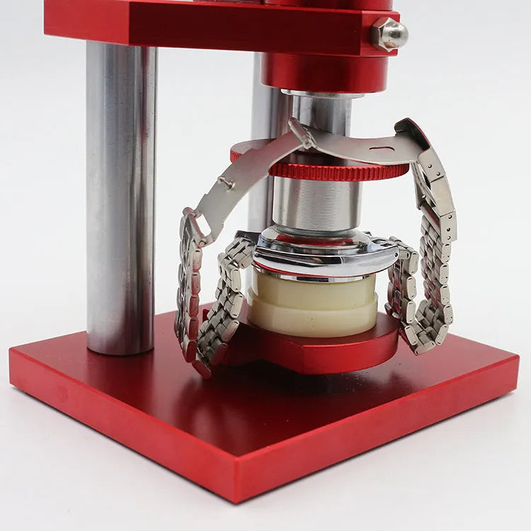 Watch repair spiral cap presser tool with twenty plastic moulds for back cover pressing