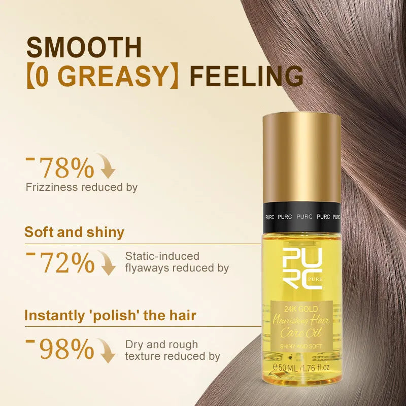 Yellow bottle of 50ml essential hair care oil for repairing damaged and frizzy hair