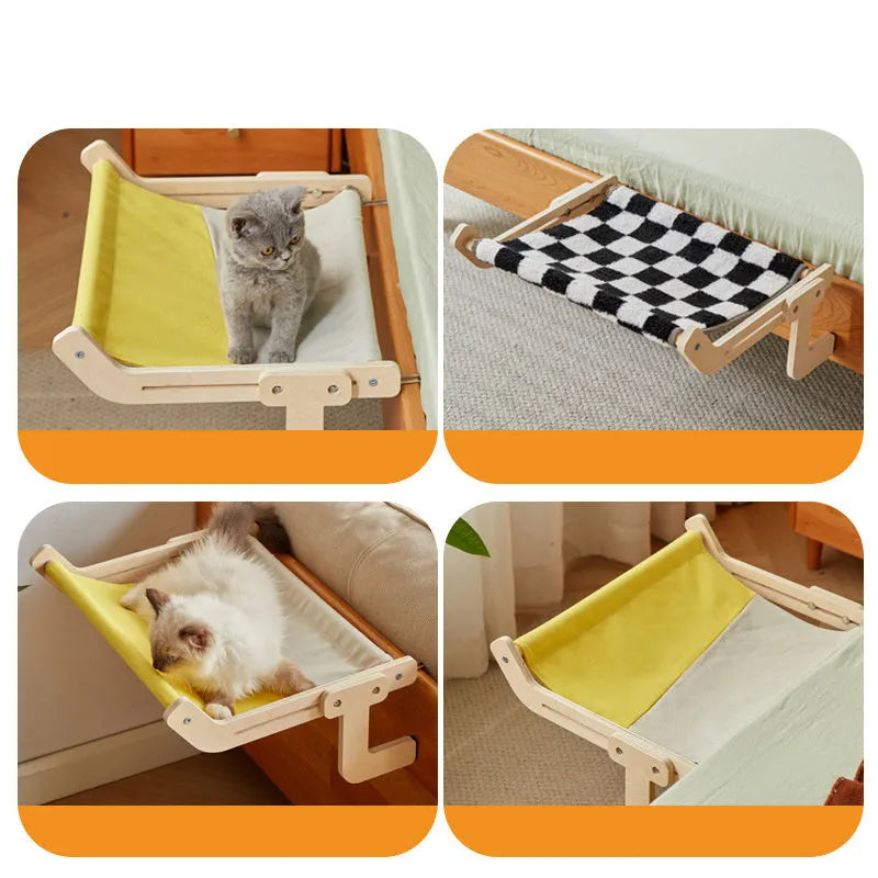 Hanging cat hammock on windowsill for basking in sun with colour options
