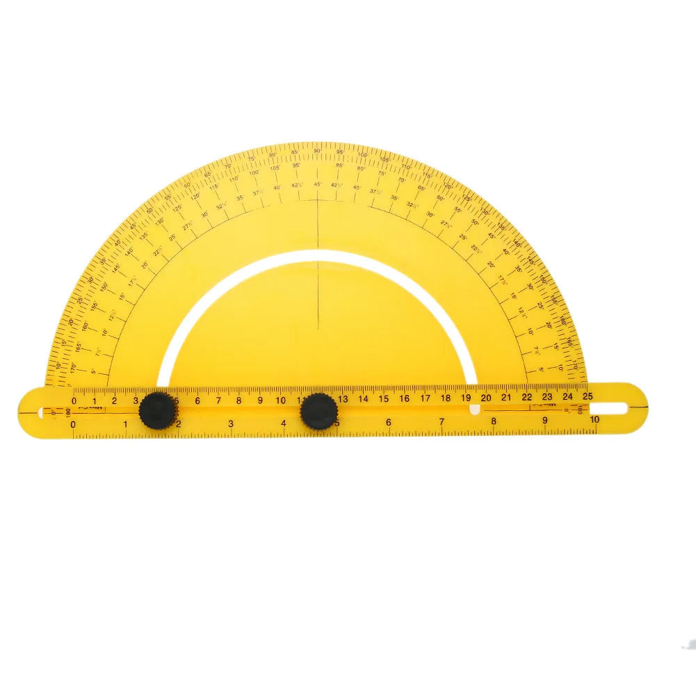 180-degree carpentry angle ruler tool measuring wooden desk corner with ABS plastic construction