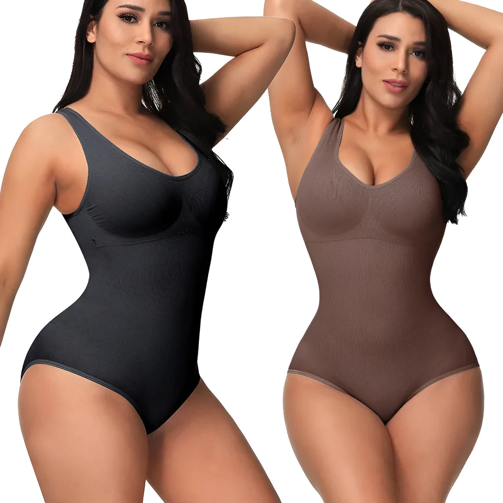 Seamless nylon corset bodysuit for waist support and body sculpting in five colour options