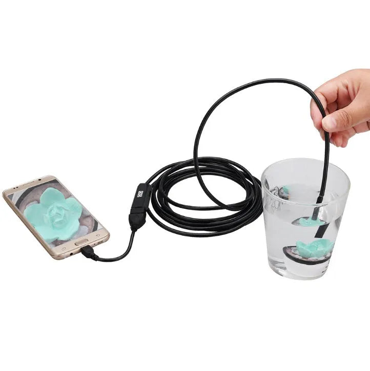 OWSOO USB endoscope camera with 5 metre cable, 6 LED lights, and magnet hook accessories