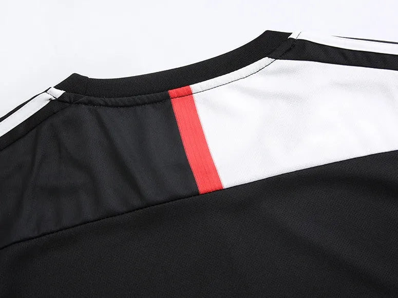 Men's cotton football uniform black white one size front view