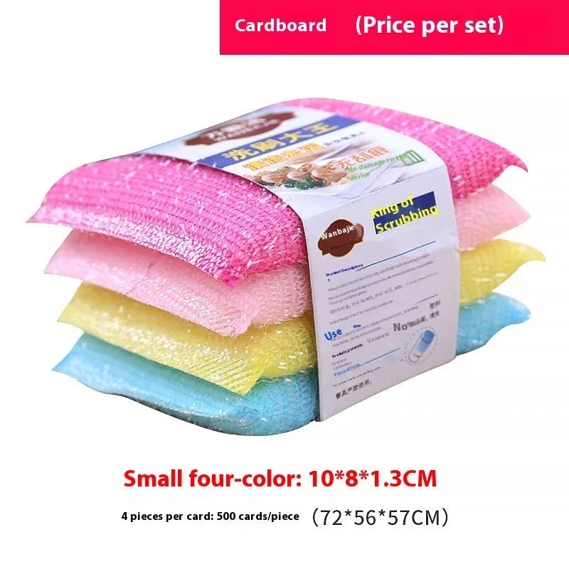 Pinstripe fabric dishwashing sponge mop in macaron colours measuring 12x8.5cm for wet and dry kitchen cleaning
