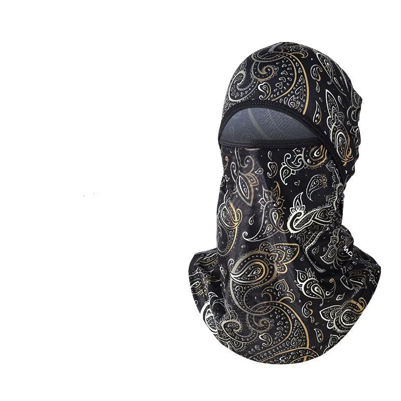 Motorcycle windproof head cover with gloves set in cotton fabric, street-style dome design for autumn winter riding