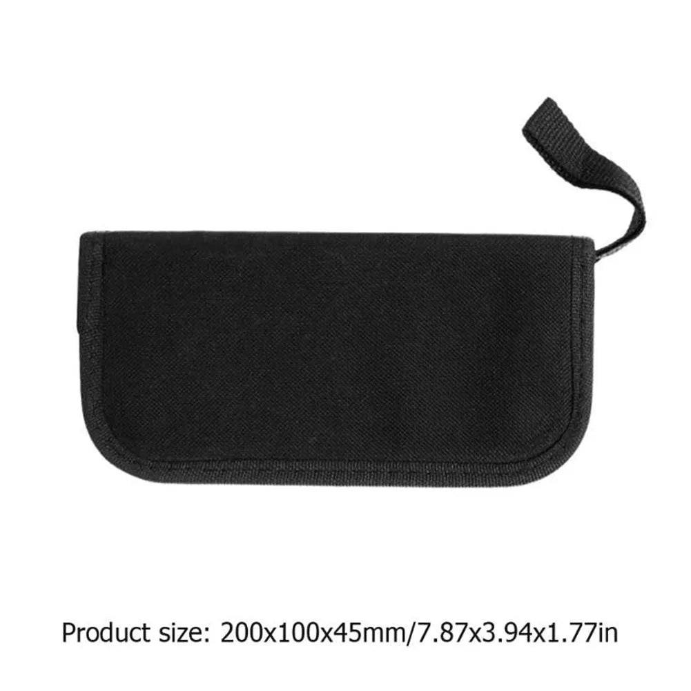 Black plastic and metal guitar repair tool kit for guitar, bass, mandolin, banjo.