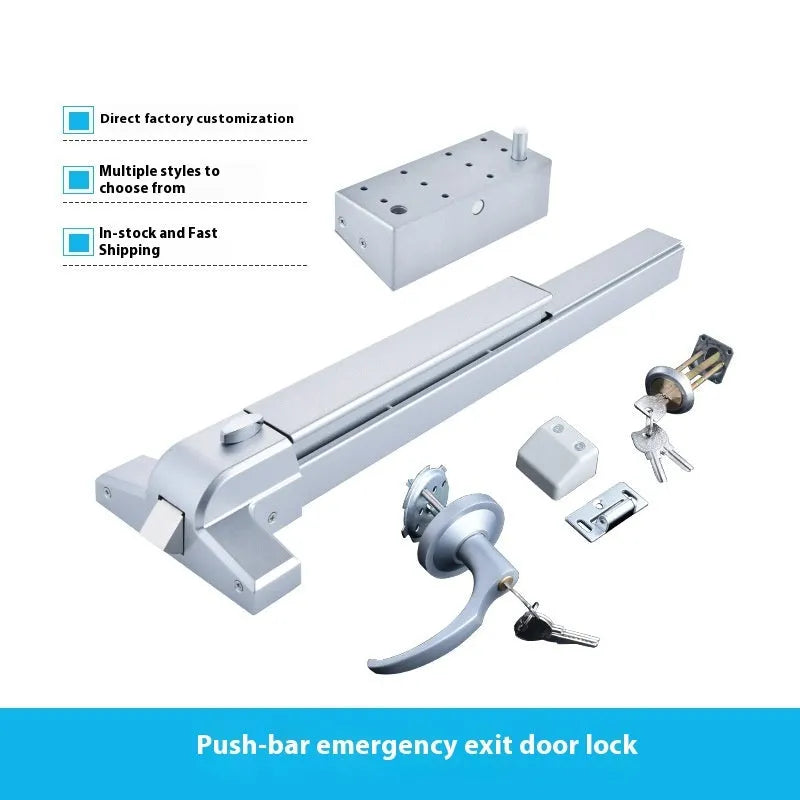 Fireproof door push lock with external handle for 65cm single doors