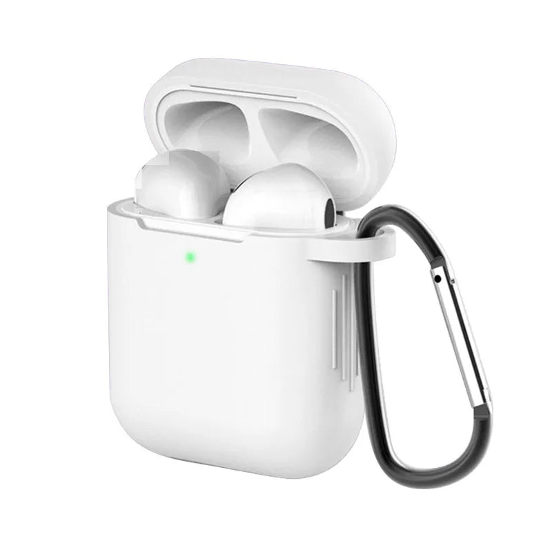 Liquid silicone clamshell cover for Apple AirPods first and second generation in multiple colours.