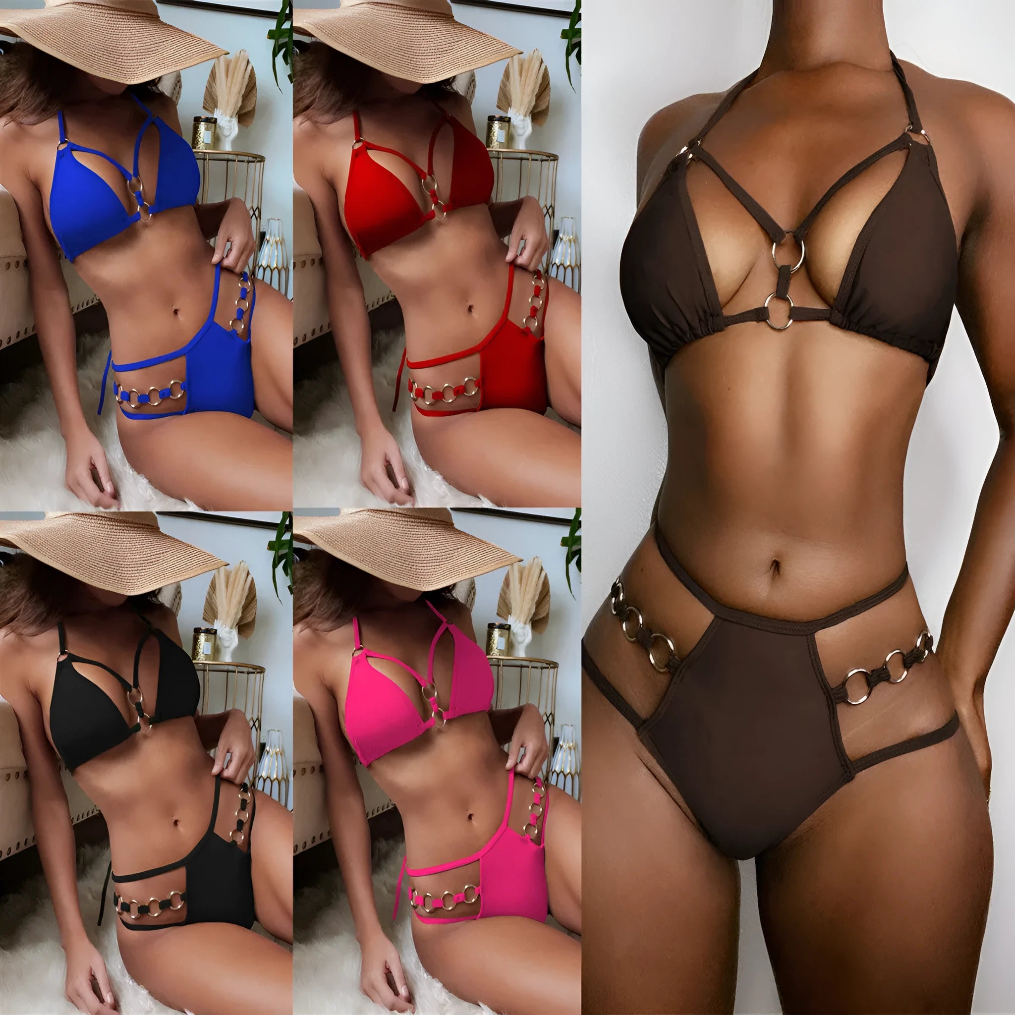 Women's separated nylon bikini set with shorts in multiple colour options