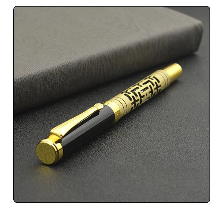 Premium metal fountain pen with iridium nib 0.7mm big tip in yellow bronze finish and black colour option