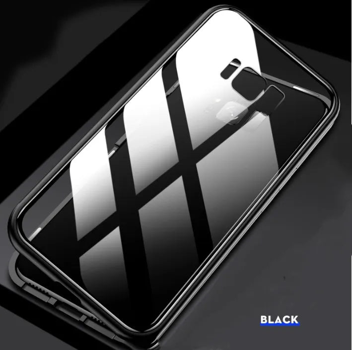 Anti-peeping magnetic clamshell phone case for Samsung Galaxy in black with privacy screen protection