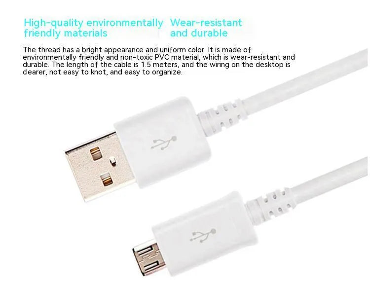 Black universal Android data cable with Micro USB connector showing 1 metre length